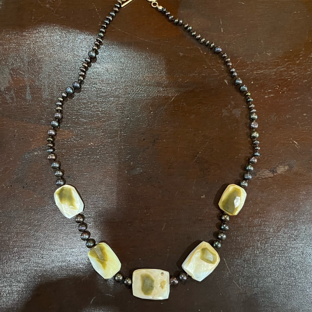 Elegant Handmade Pearl and Mother of Pearl Necklace